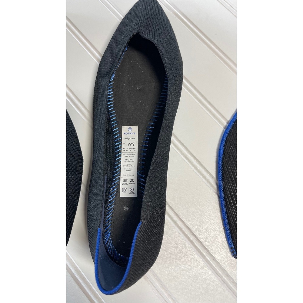 Rothys The Point II Pointed Toe Flat Black Womens Size 9 Sustainable Shoes - Picture 6 of 8